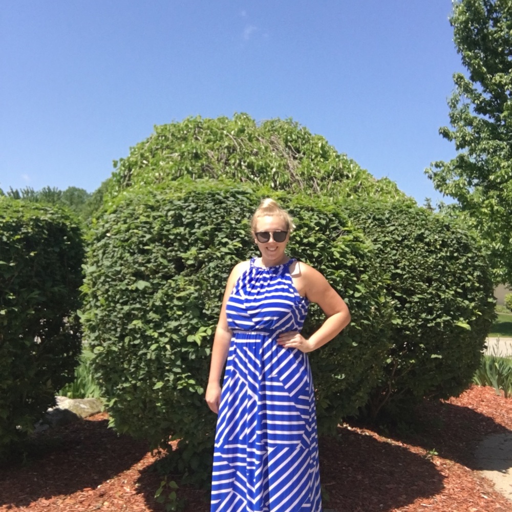Blue and white maxi dress 14/16